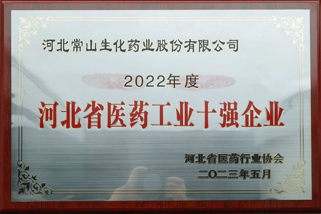 太阳GG娱乐注册药业荣获“河北省医药工业十强企业”